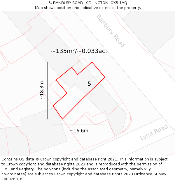 5, BANBURY ROAD, KIDLINGTON, OX5 1AQ: Plot and title map