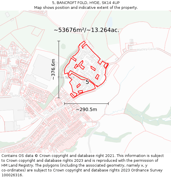 5, BANCROFT FOLD, HYDE, SK14 4UP: Plot and title map