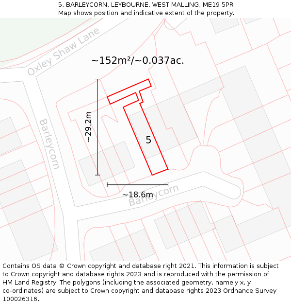 5, BARLEYCORN, LEYBOURNE, WEST MALLING, ME19 5PR: Plot and title map