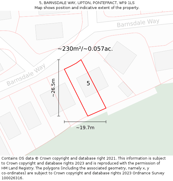 5, BARNSDALE WAY, UPTON, PONTEFRACT, WF9 1LS: Plot and title map