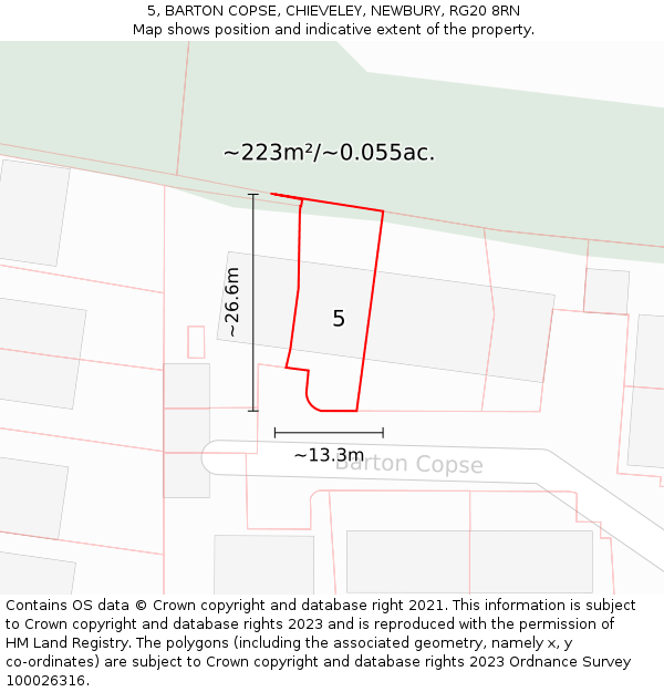 5, BARTON COPSE, CHIEVELEY, NEWBURY, RG20 8RN: Plot and title map