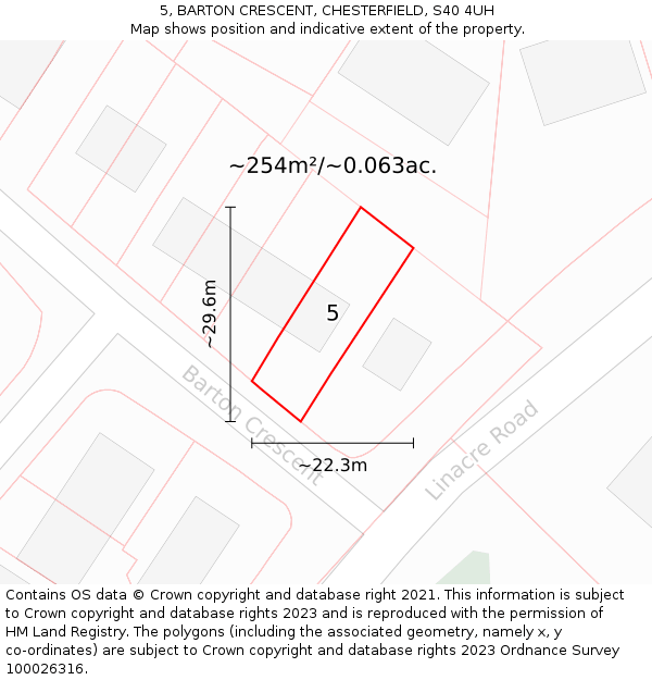 5, BARTON CRESCENT, CHESTERFIELD, S40 4UH: Plot and title map