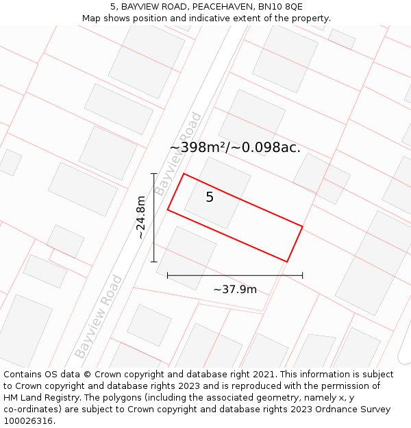 5, BAYVIEW ROAD, PEACEHAVEN, BN10 8QE: Plot and title map