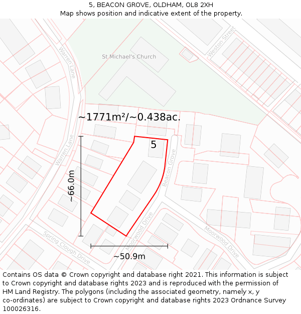 5, BEACON GROVE, OLDHAM, OL8 2XH: Plot and title map