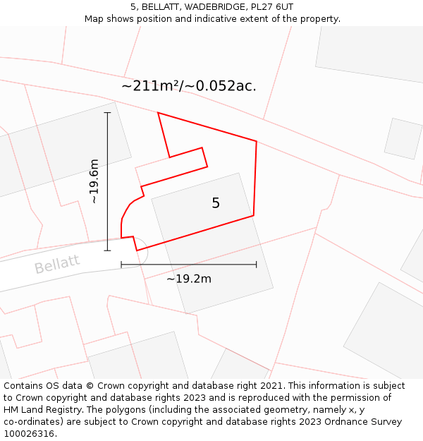 5, BELLATT, WADEBRIDGE, PL27 6UT: Plot and title map