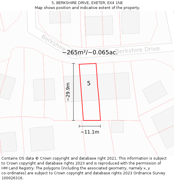 5, BERKSHIRE DRIVE, EXETER, EX4 1NE: Plot and title map