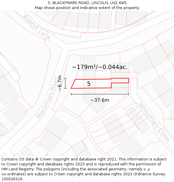 5, BLACKFRIARS ROAD, LINCOLN, LN2 4WS: Plot and title map