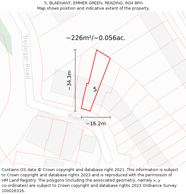 5, BLAENANT, EMMER GREEN, READING, RG4 8PH: Plot and title map