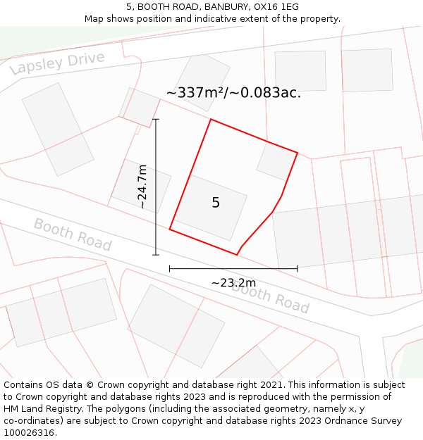 5, BOOTH ROAD, BANBURY, OX16 1EG: Plot and title map