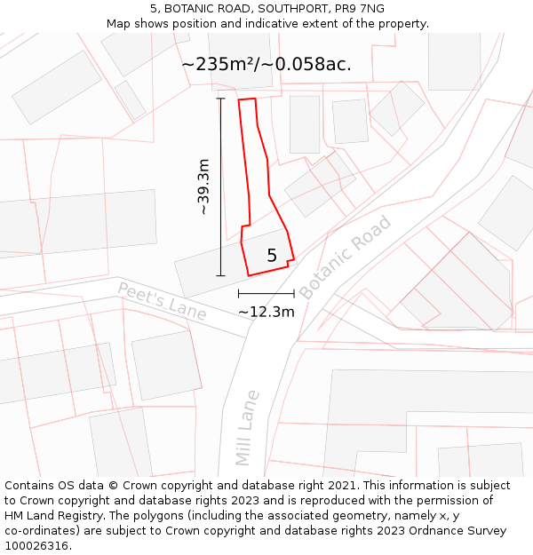 5, BOTANIC ROAD, SOUTHPORT, PR9 7NG: Plot and title map