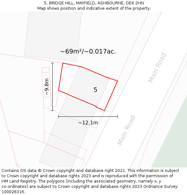 5, BRIDGE HILL, MAYFIELD, ASHBOURNE, DE6 2HN: Plot and title map