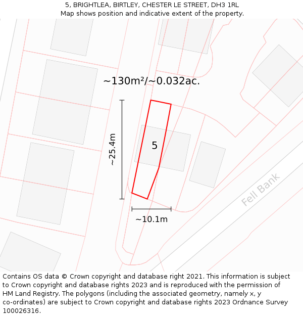 5, BRIGHTLEA, BIRTLEY, CHESTER LE STREET, DH3 1RL: Plot and title map