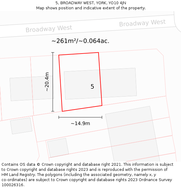 5, BROADWAY WEST, YORK, YO10 4JN: Plot and title map