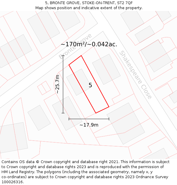 5, BRONTE GROVE, STOKE-ON-TRENT, ST2 7QF: Plot and title map