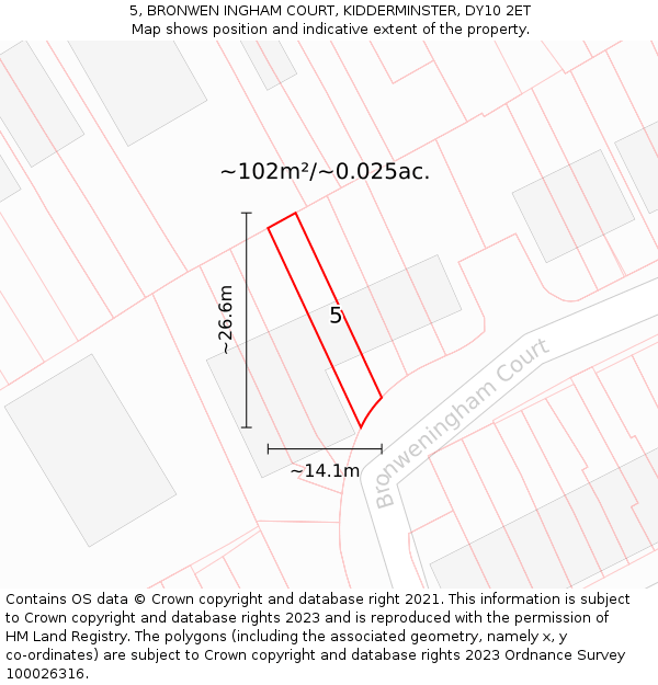 5, BRONWEN INGHAM COURT, KIDDERMINSTER, DY10 2ET: Plot and title map