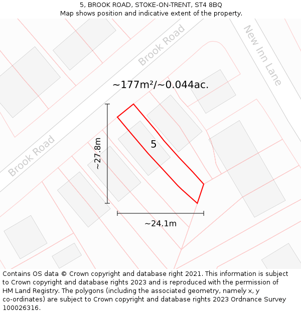 5, BROOK ROAD, STOKE-ON-TRENT, ST4 8BQ: Plot and title map