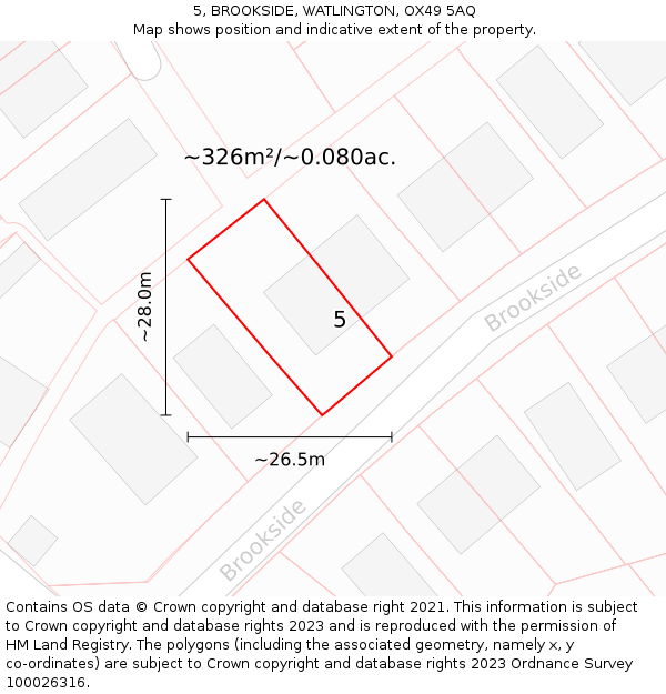 5, BROOKSIDE, WATLINGTON, OX49 5AQ: Plot and title map