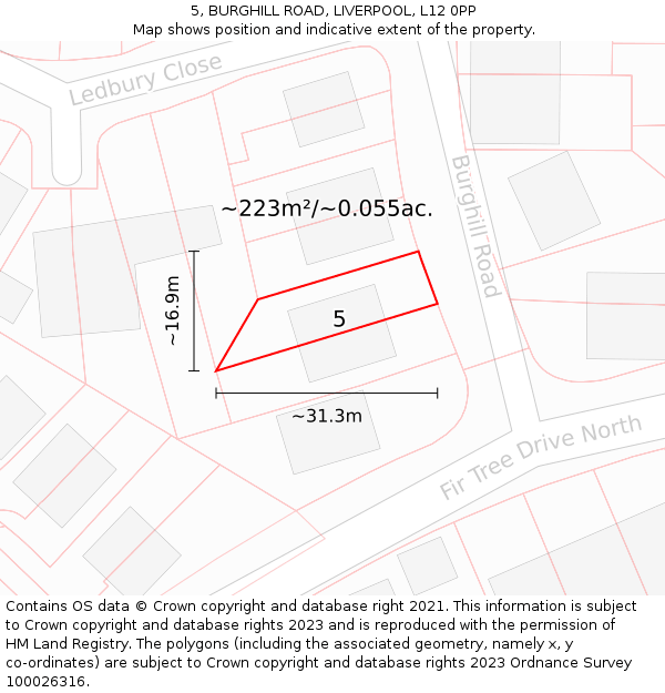 5, BURGHILL ROAD, LIVERPOOL, L12 0PP: Plot and title map