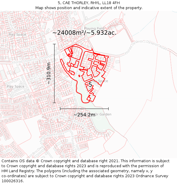 5, CAE THORLEY, RHYL, LL18 4FH: Plot and title map