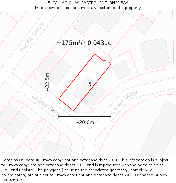 5, CALLAO QUAY, EASTBOURNE, BN23 5AA: Plot and title map