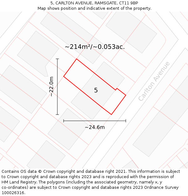 5, CARLTON AVENUE, RAMSGATE, CT11 9BP: Plot and title map