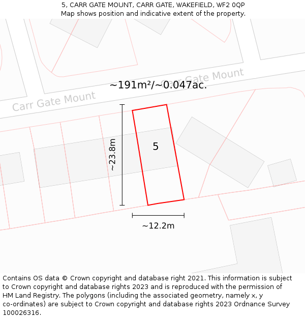 5, CARR GATE MOUNT, CARR GATE, WAKEFIELD, WF2 0QP: Plot and title map