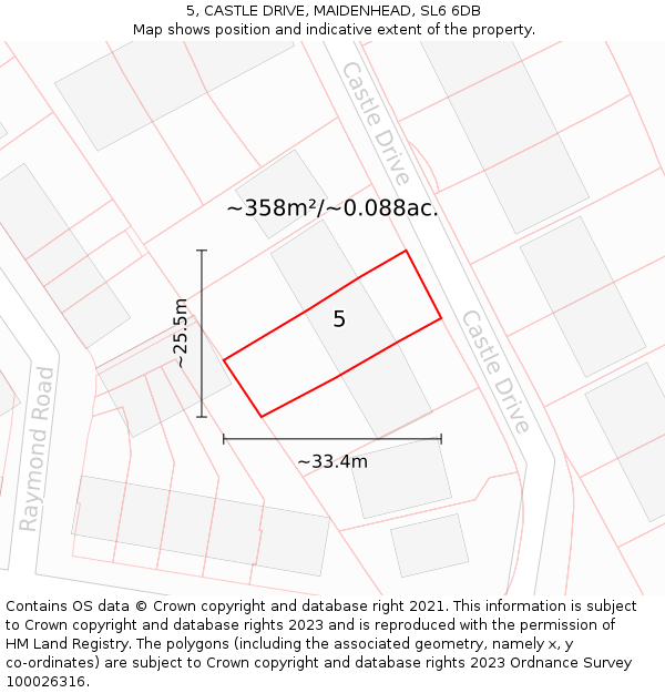 5, CASTLE DRIVE, MAIDENHEAD, SL6 6DB: Plot and title map