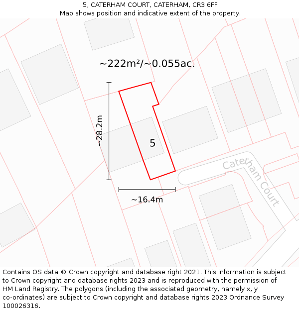 5, CATERHAM COURT, CATERHAM, CR3 6FF: Plot and title map