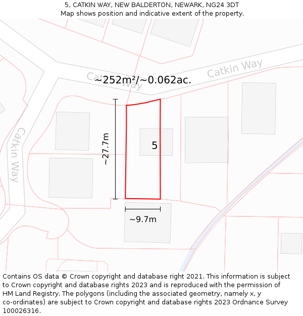 5, CATKIN WAY, NEW BALDERTON, NEWARK, NG24 3DT: Plot and title map