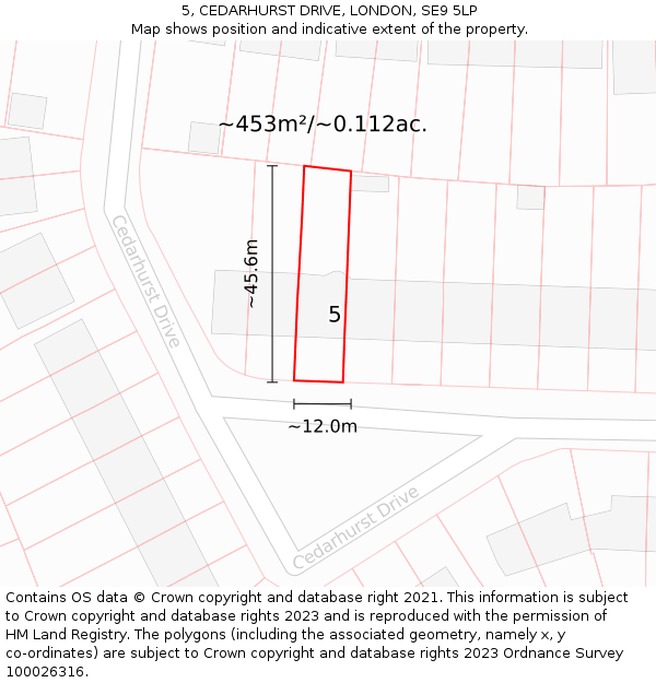 5, CEDARHURST DRIVE, LONDON, SE9 5LP: Plot and title map