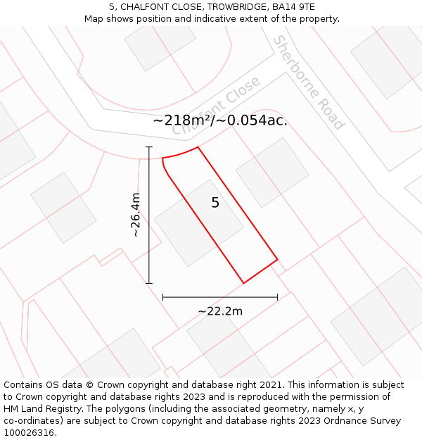 5, CHALFONT CLOSE, TROWBRIDGE, BA14 9TE: Plot and title map