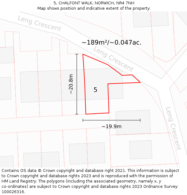 5, CHALFONT WALK, NORWICH, NR4 7NH: Plot and title map