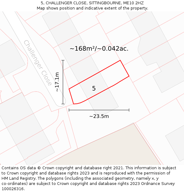 5, CHALLENGER CLOSE, SITTINGBOURNE, ME10 2HZ: Plot and title map