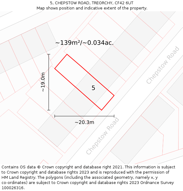 5, CHEPSTOW ROAD, TREORCHY, CF42 6UT: Plot and title map