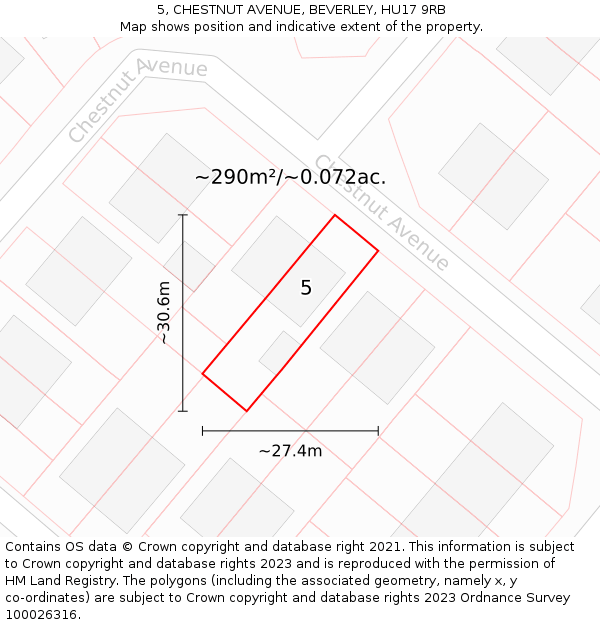 5, CHESTNUT AVENUE, BEVERLEY, HU17 9RB: Plot and title map