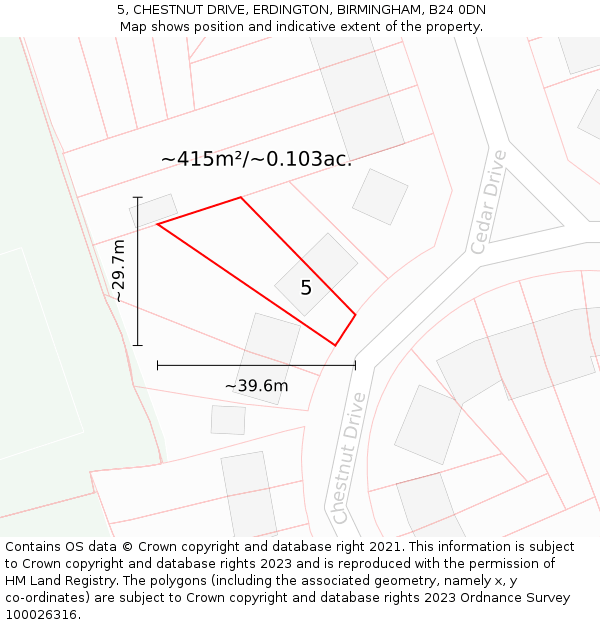 5, CHESTNUT DRIVE, ERDINGTON, BIRMINGHAM, B24 0DN: Plot and title map