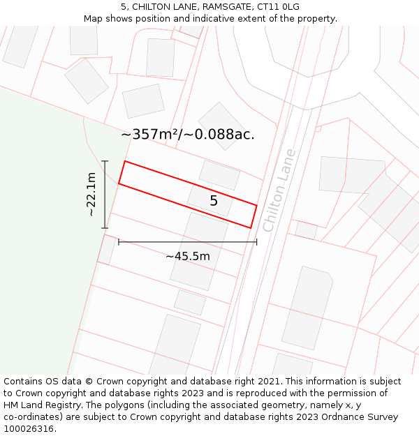 5, CHILTON LANE, RAMSGATE, CT11 0LG: Plot and title map