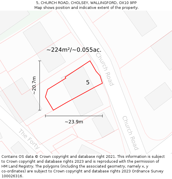 5, CHURCH ROAD, CHOLSEY, WALLINGFORD, OX10 9PP: Plot and title map