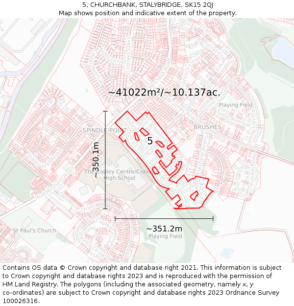 5, CHURCHBANK, STALYBRIDGE, SK15 2QJ: Plot and title map