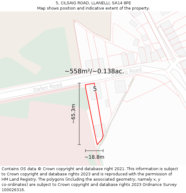 5, CILSAIG ROAD, LLANELLI, SA14 8PE: Plot and title map