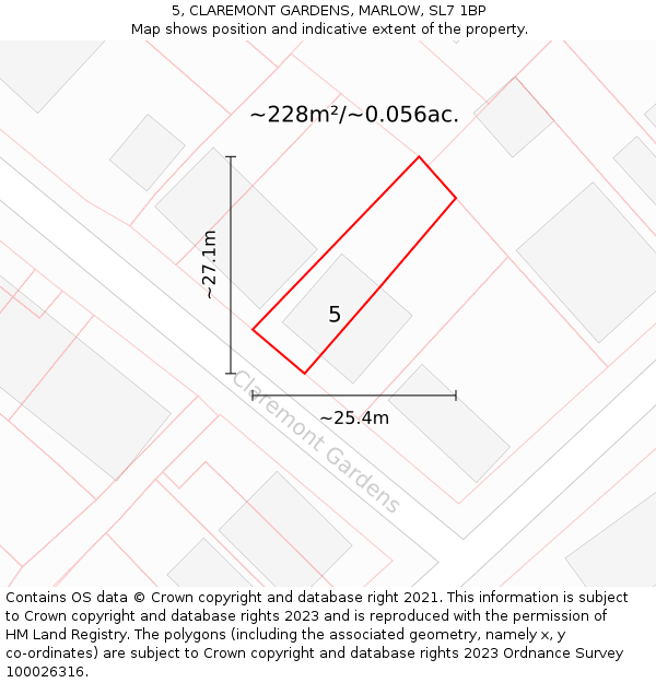 5, CLAREMONT GARDENS, MARLOW, SL7 1BP: Plot and title map