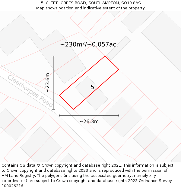 5, CLEETHORPES ROAD, SOUTHAMPTON, SO19 8AS: Plot and title map