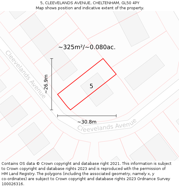 5, CLEEVELANDS AVENUE, CHELTENHAM, GL50 4PY: Plot and title map