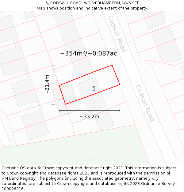 5, CODSALL ROAD, WOLVERHAMPTON, WV6 9EE: Plot and title map