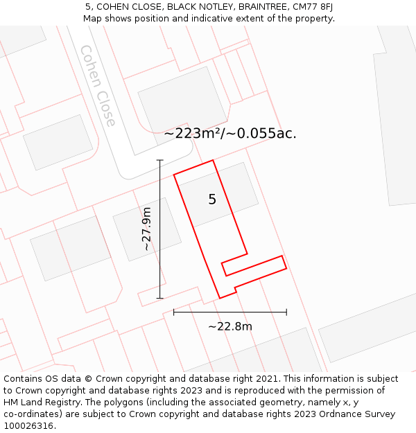 5, COHEN CLOSE, BLACK NOTLEY, BRAINTREE, CM77 8FJ: Plot and title map