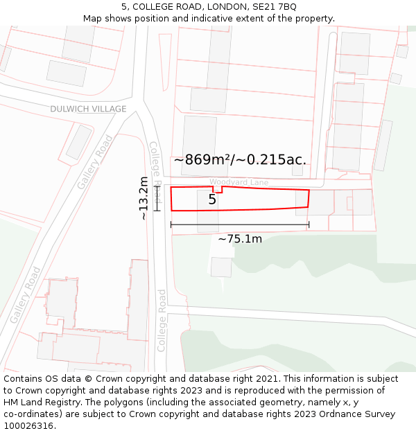 5, COLLEGE ROAD, LONDON, SE21 7BQ: Plot and title map