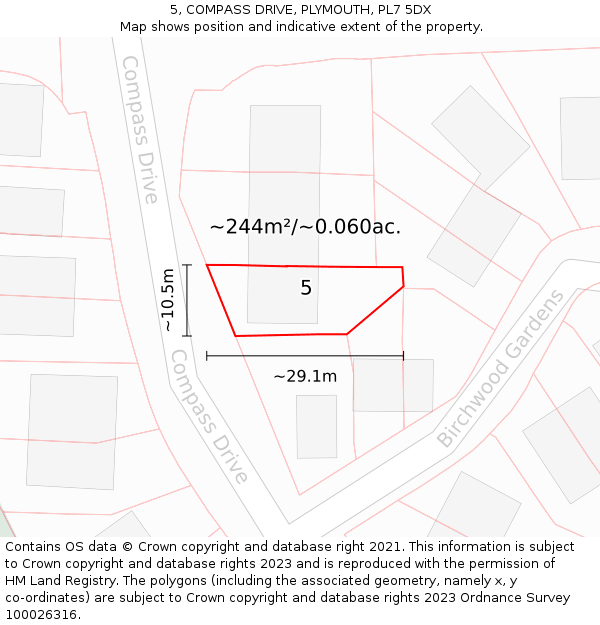 5, COMPASS DRIVE, PLYMOUTH, PL7 5DX: Plot and title map