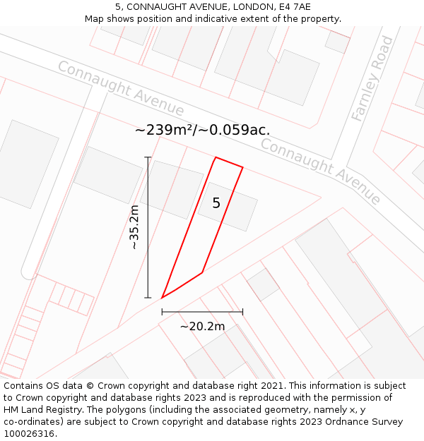 5, CONNAUGHT AVENUE, LONDON, E4 7AE: Plot and title map