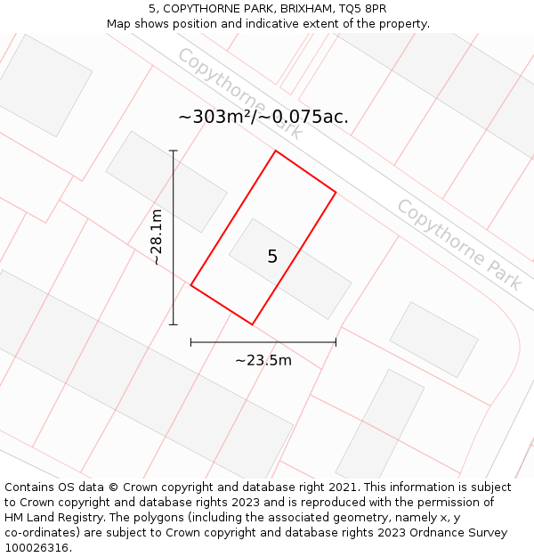 5, COPYTHORNE PARK, BRIXHAM, TQ5 8PR: Plot and title map