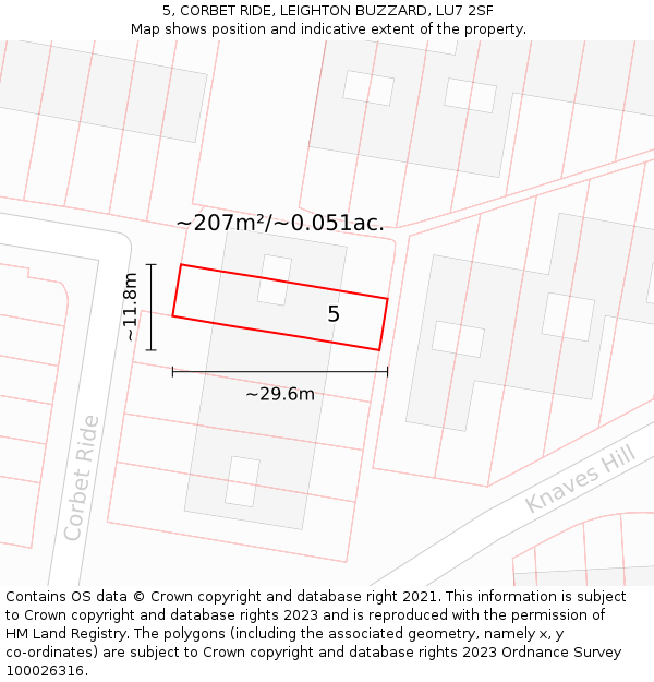 5, CORBET RIDE, LEIGHTON BUZZARD, LU7 2SF: Plot and title map